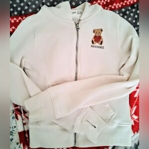 Abercrombie Kids Cream Bear Zip-Up Hoodie
